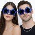 Blue Color Disco Star Retro Party Glasses 16X7 cm