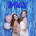 Blue Color Extra Metalized Shiny Fringed Background Curtain Imported A Quality 1x2 Meters