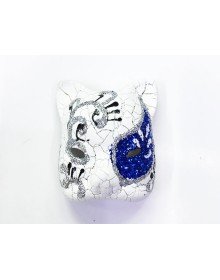 Venetian Cat Model Magnet Made of Blue Color Embroidered Ceramic Material