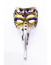 Venetian Long Mask Magnet Made of Blue Color Embroidered Ceramic Material