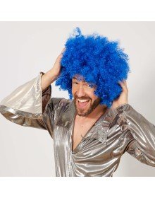 Blue Color Curly Afro Bonus Wig