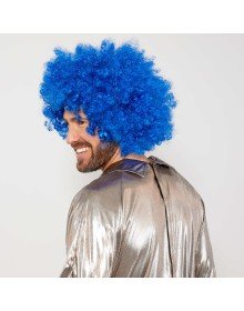 Blue Color Curly Afro Bonus Wig