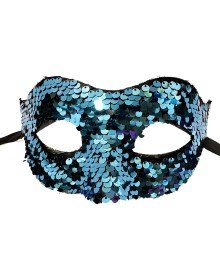Blue Color Sequined Sequin Party Mask Prom Venetian