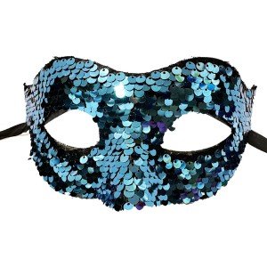 Blue Color Sequined Sequin Party Mask Prom Venetian