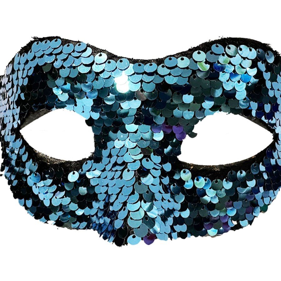 Blue Color Sequined Sequin Party Mask Prom Venetian Blue Color Sequined Sequin Party Mask Prom Venetian