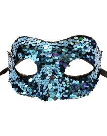 Blue Color Sequined Sequin Party Mask Prom Venetian