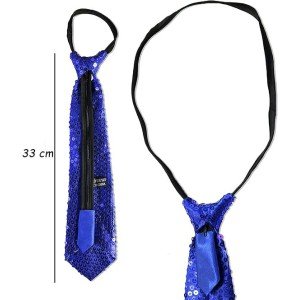 Blue Color Sequined Sparkling Party Tie 33 cm
