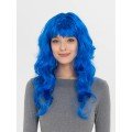 Blue Color Long Wavy Party Wig