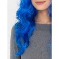 Blue Color Long Wavy Party Wig