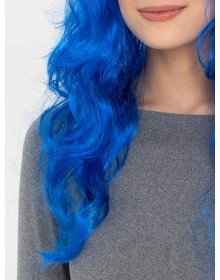 Blue Color Long Wavy Party Wig