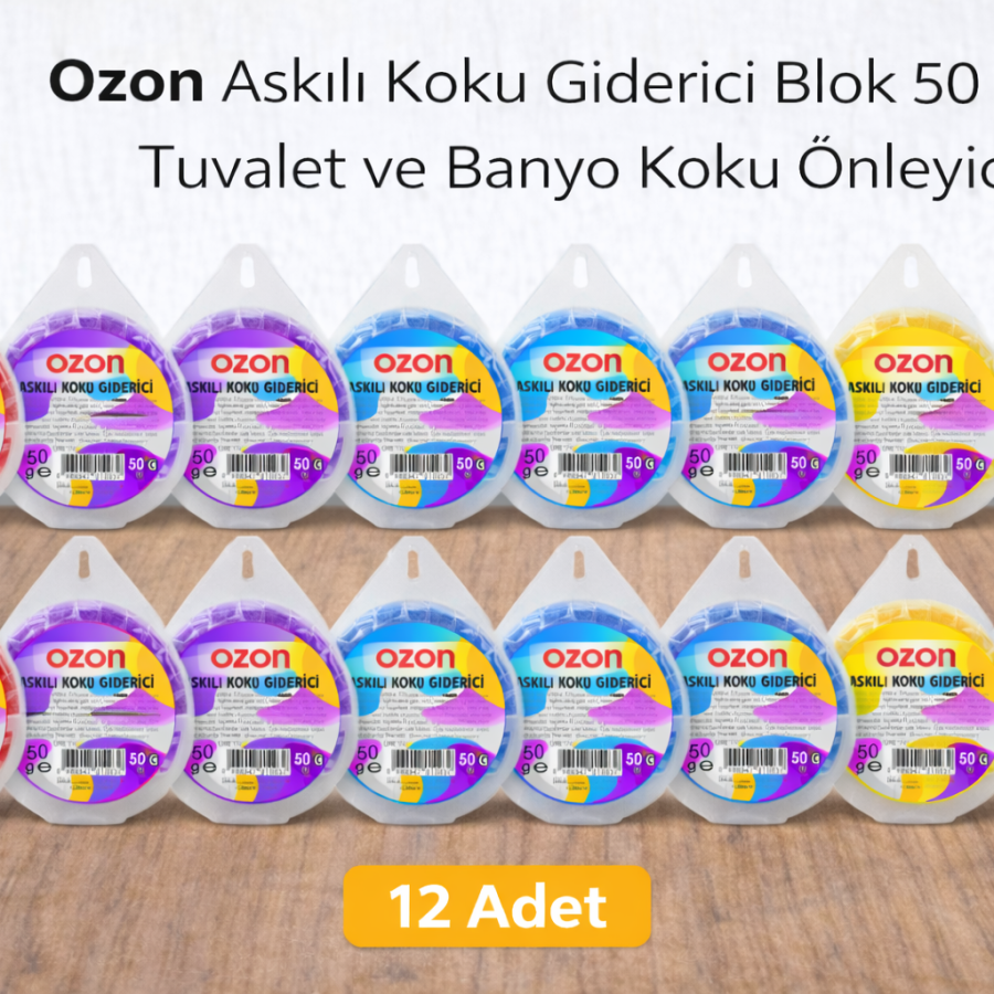 Ozone Hanging Odor Eliminator Block 50 gr Toilet and Bathroom Odor Eliminator 12 Pieces