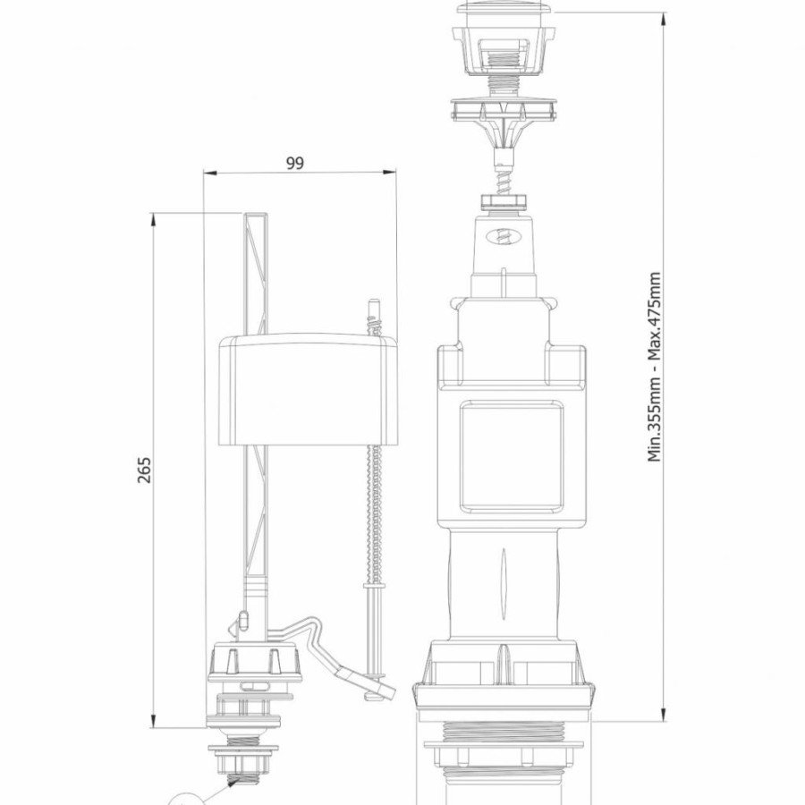Mega 3008 Push-in Cistern Inner Set Mega 3008 Push-in Cistern Inner Set