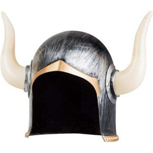 Mega Horned Viking Ivar Helmet Distressed Pattern Silver Color