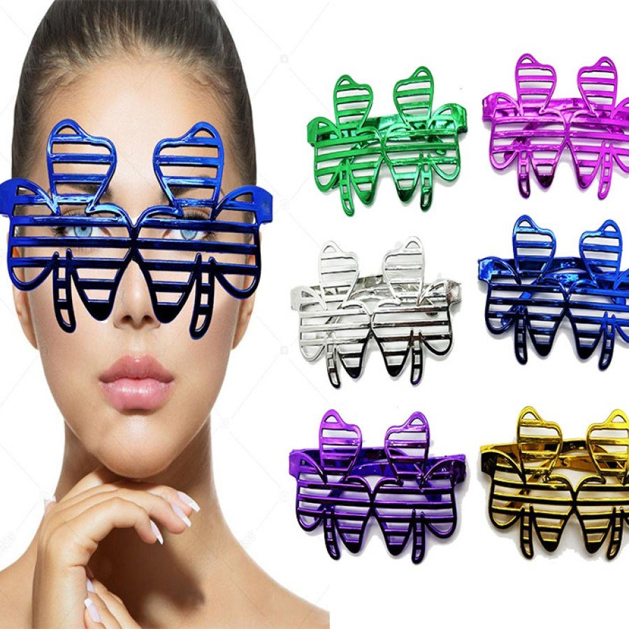 Metalized Extra Shiny Leaf Shutter Party Glasses 6 Colors 6 Pieces Metalized Extra Shiny Leaf Shutter Party Glasses 6 Colors 6 Pieces
