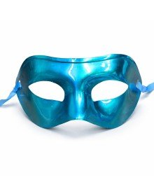 Metalized Shiny Party Mask Turquoise Blue Color 16x7 cm