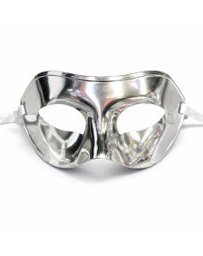 Metallized Shiny Party Mask Silver Color 16x7 cm