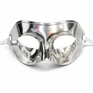 Metallized Shiny Party Mask Silver Color 16x7 cm