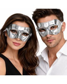Metallized Shiny Party Mask Silver Color 16x7 cm Metallized Shiny Party Mask Silver Color 16x7 cm