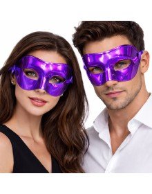 Metallized Shiny Party Mask Purple Color 16x7 cm