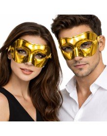 Metalized Shiny Party Mask Gold Gold Color 16x7 cm