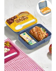 Fruit Juice Compartment - Nutrition Container with Plate Diet Container - Fork Knife Spoon Included