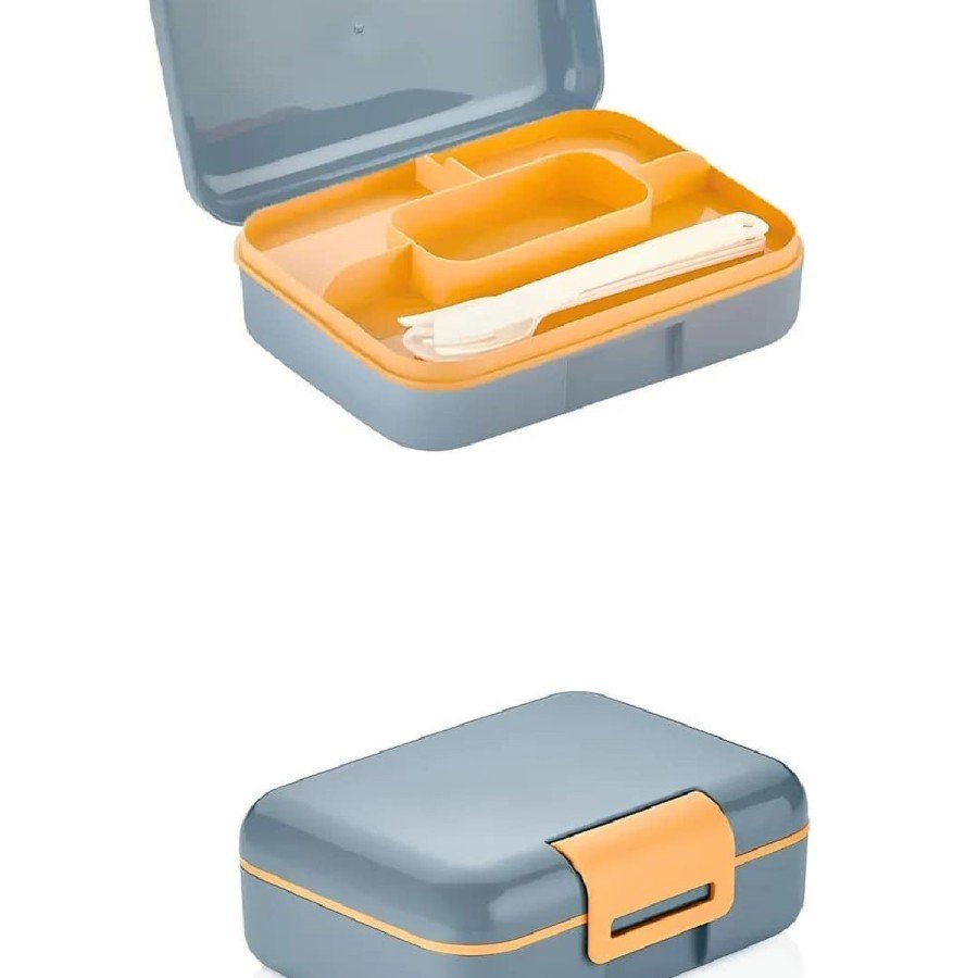 Fruit Juice Compartment - Nutrition Container with Plate Diet Container - Fork Knife Spoon Included