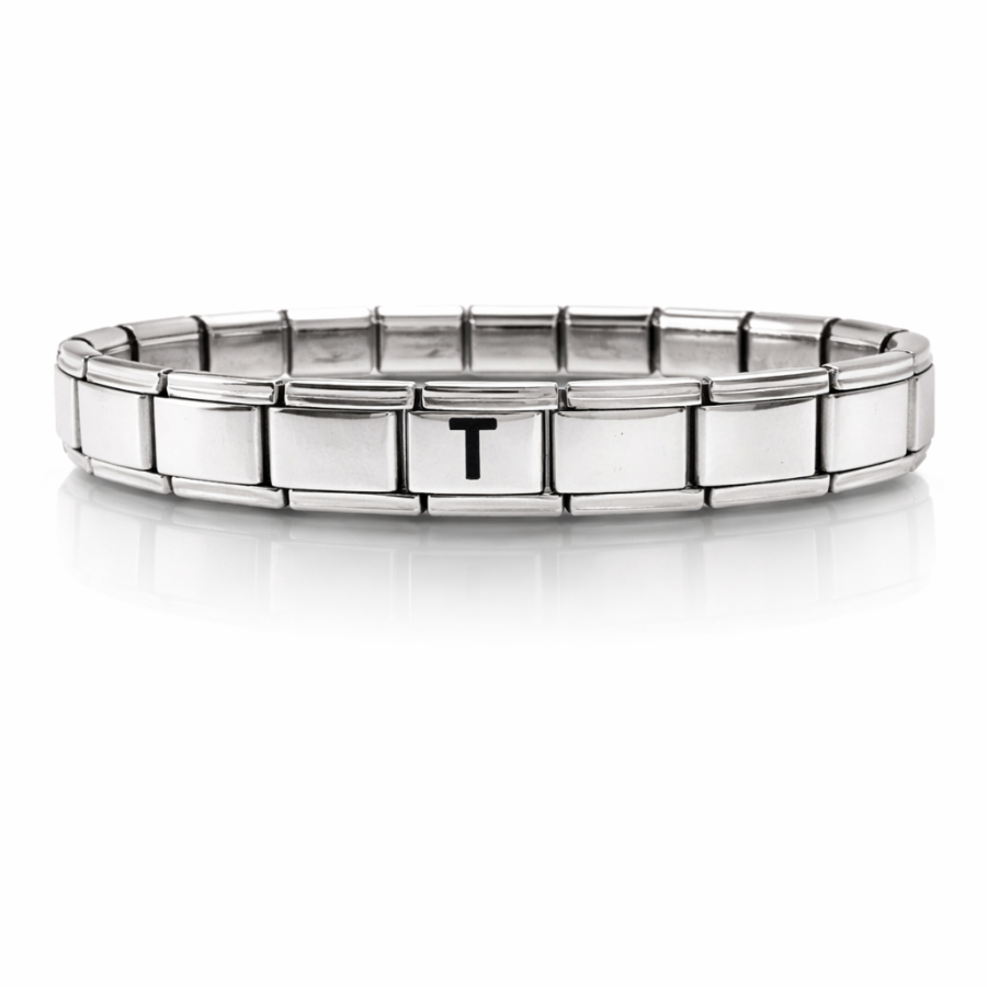 Personalized Letter T Steel Bracelet – Italian Charm Bracelet, Adjustable Elegant Model