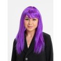 Purple Color Straight Cut Long Party Wig Fake Hair