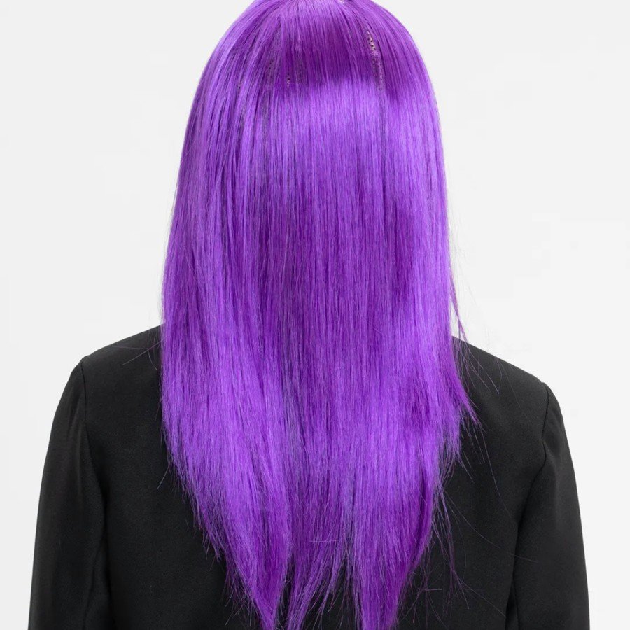 Purple Color Straight Cut Long Party Wig Fake Hair