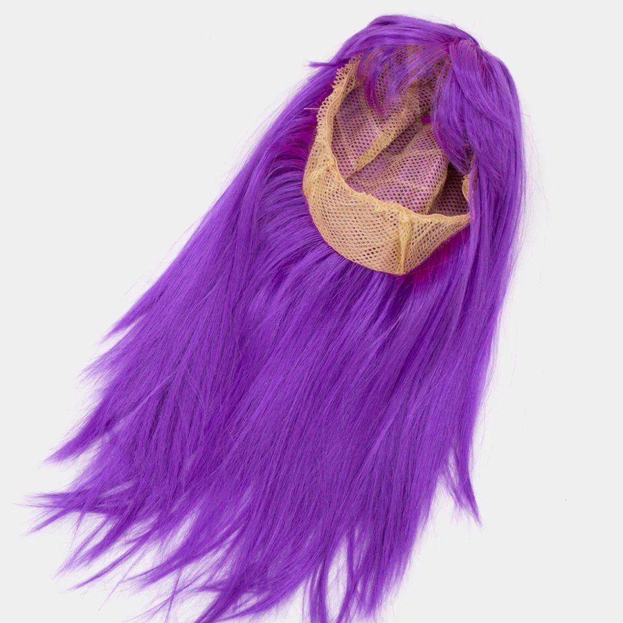 Purple Color Straight Cut Long Party Wig Fake Hair