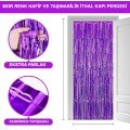 Purple Color Extra Metalized Shiny Fringed Background Curtain Imported A Quality 1x2 Meters
