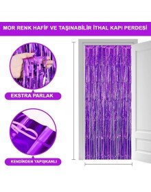 Purple Color Extra Metalized Shiny Fringed Background Curtain Imported A Quality 1x2 Meters