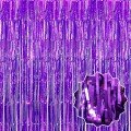 Purple Color Extra Metalized Shiny Fringed Background Curtain Imported A Quality 1x2 Meters