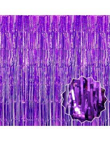 Purple Color Extra Metalized Shiny Fringed Background Curtain Imported A Quality 1x2 Meters