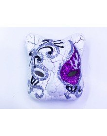 Venetian Cat Model Magnet Made of Purple Color Embroidered Ceramic Material