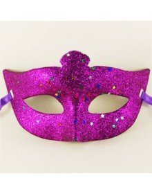 Purple Color Glitter Star Costume Party Mask 17x10