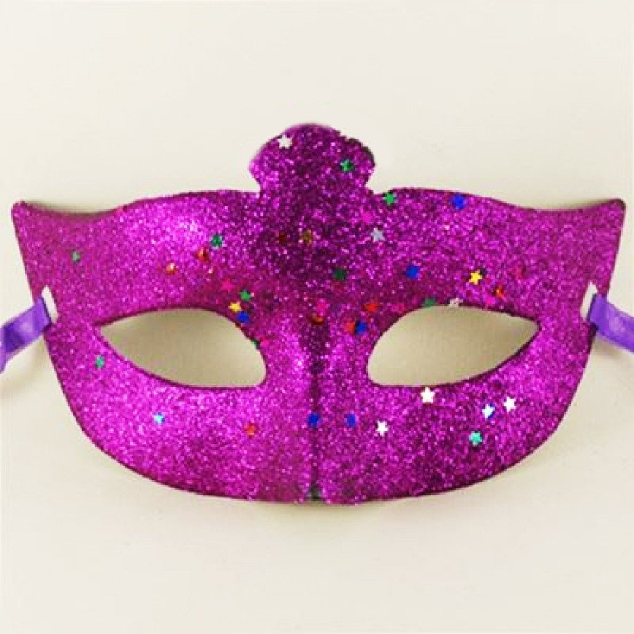 Purple Color Glitter Star Costume Party Mask 17x10
