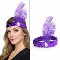 Retro Charleston Headband with Purple Feathers - 70-80-90 s Party Crown