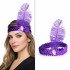Retro Charleston Headband with Purple Feathers - 70-80-90's Party Crown