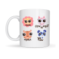 Porcelain Mug with Cute Animal Figure MODEL 70 – Special Edition Mug with “Roar • Glow All Night • Make • Yee Haw” Design