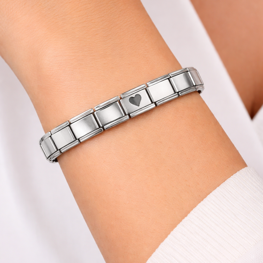 Steel Bracelet with Heart Detail – Stylish Stainless Steel Italian Model Bracelet