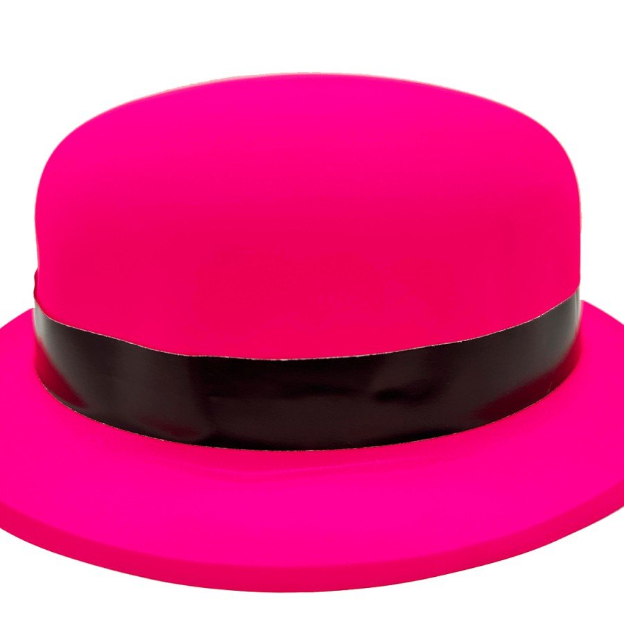 Neon Party Pink Color Bowler Plastic Party Hat