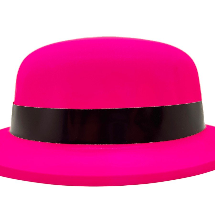 Neon Party Pink Color Bowler Plastic Party Hat