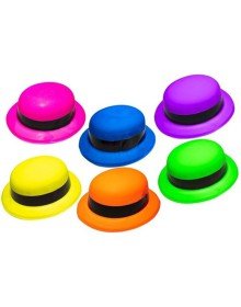 Neon Party Pink Color Bowler Plastic Party Hat