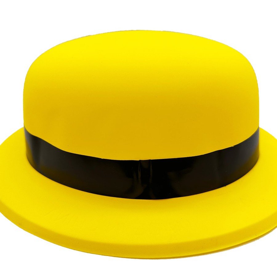 Neon Party Yellow Color Bowler Plastic Party Hat