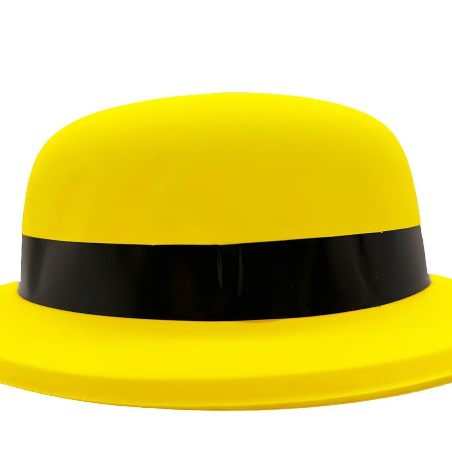 Neon Party Yellow Color Bowler Plastic Party Hat