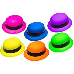 Neon Party Yellow Color Bowler Plastic Party Hat Neon Party Yellow Color Bowler Plastic Party Hat