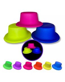 Neon Party Orange Color Plastic Fedora Hat