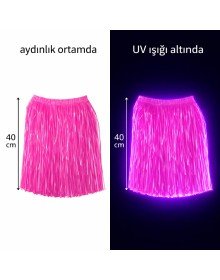 Neon Pink Hawaiian Party Skirt 40 cm