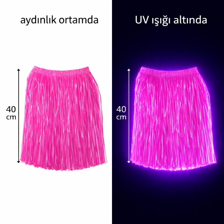 Neon Pink Hawaiian Party Skirt 40 cm